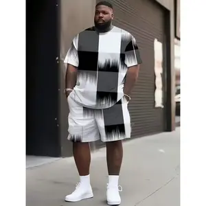 Oversized casual suit with a modern loose fit, short sleeves, and color-block print, suitable for all seasons and ideal for everyday wear. GARMENTARY