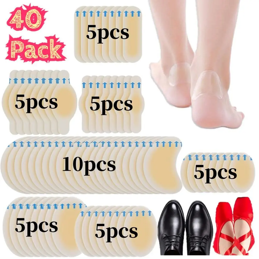 40 pcs Gel Blister Bandages Pads Blister Bandages Waterproof Adhesive Blisters Bandages Hydrocolloid Blister Cushions Pads Heel Blister Prevention & Recovery