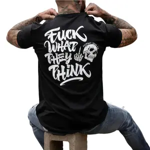 Fuck What They Think T-Shirt | Skull Middle Finger Graphic Tee | Combat Iron Co Edgy Streetwear | Anti-Society Rebel Shirt | Gothic Skeleton Back Print Top