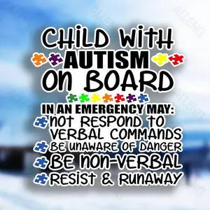 Autism Awareness Insurance Rod Stickers, PVC， Motorcycle Accessories, Alarm Responders, Car and Motorcycle Decals, Bumper Sticker, Truck Car Decal, Vehicle Exterior Decoration
