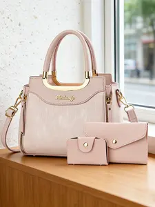 Women PU Messenger Bags Set, Plain Design, Multiple Colors Available, Casual Style Handbag & Crossbody Bag, Casual Handbag Satchel, Ideal Gift for All Occasions