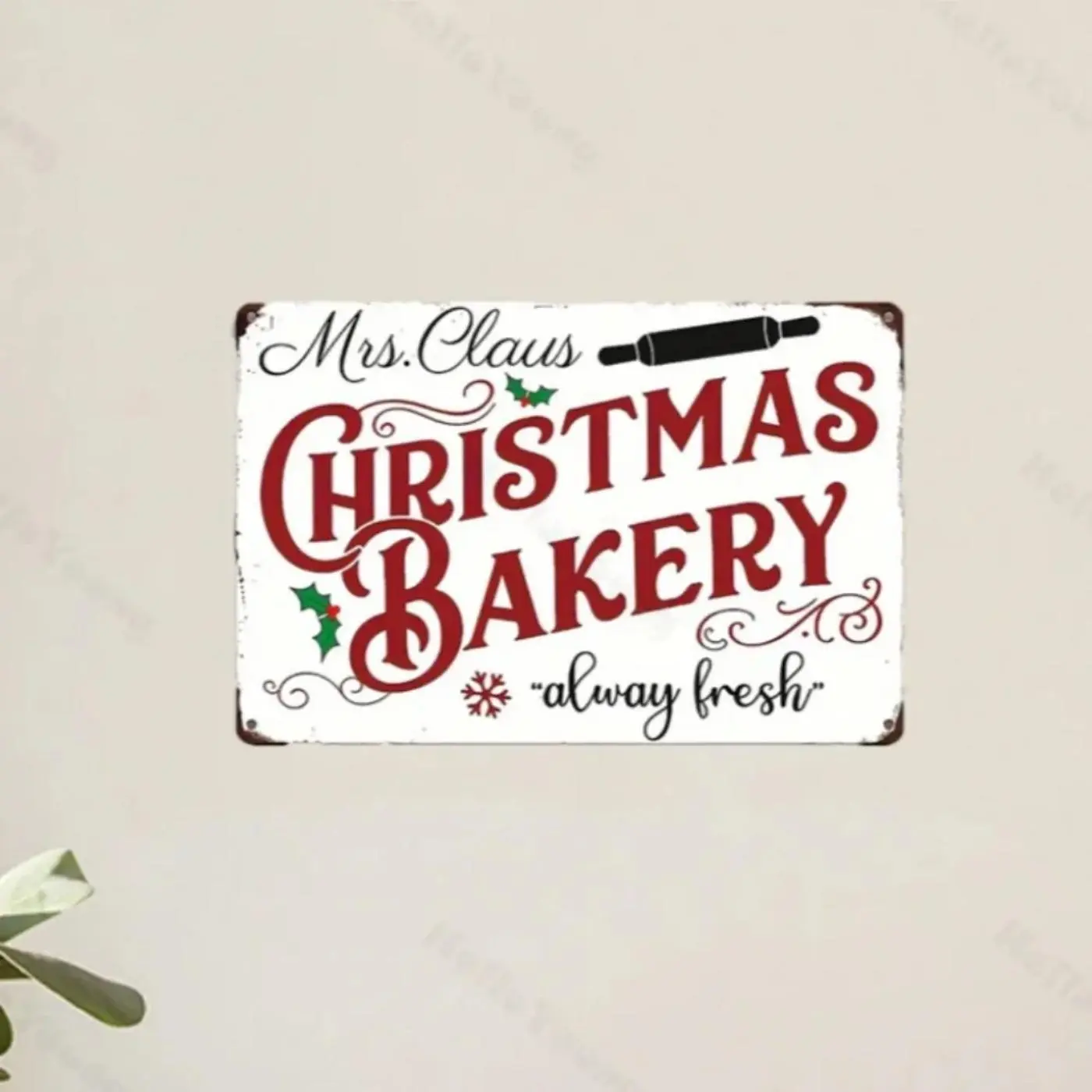 Enchanting Christmas Holiday: 'Mrs Claus Christmas Bakery' Vintage Metal Tin Sign – Perfect Kitchen & Home Decor for Festive Charm
