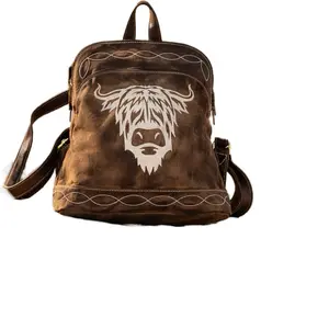 Western Leather Backpack Purse Cowgirl Boho Rustic Bag Small Travel Backpack NWT