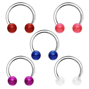 Color Ball Horseshoe Septum Ring 16 Gauge 316L Surgical Steel Acrylic