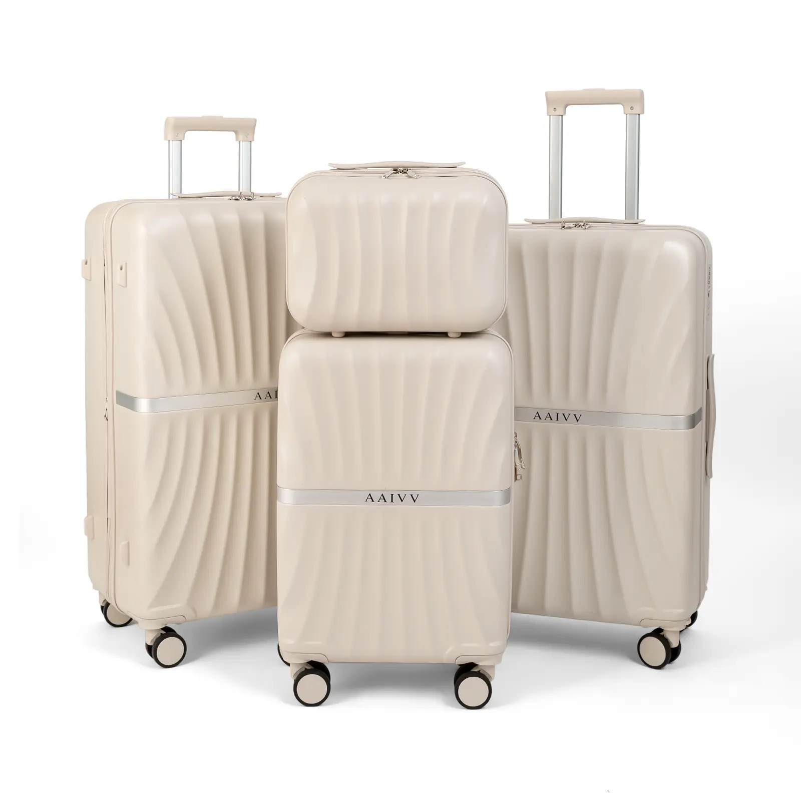 AAIVV 4-Piece Luggage Set Expandable ABS Travel Suitcase Set Dual Spinner Wheels TSA-Approved Lock Durable Hard-Shell Travel Set (13/20/26/28 Inches) Top Back-to-School Gift Choice summervibes