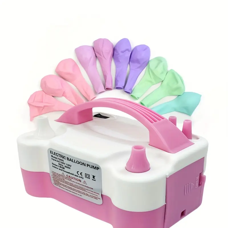 Plastic Plug-Powered Portable Double-Hole Electric Balloon Inflation Pump - 110V-US Plug, 110V-130V UT300108, Instant Setup, Festive Party Decor Supplies for Weddings, Anniversaries (Rose Red, Pink, White Options)