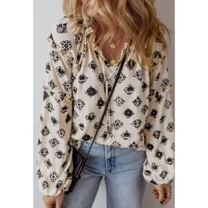 Printed split neck blouse