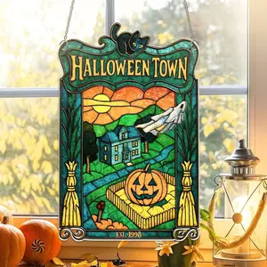 Halloweentown Est 1998 Acrylic Suncatcher, Halloweentown University,  Retro Halloweentown Ornament, Halloween Window Hanging,Halloween Decor