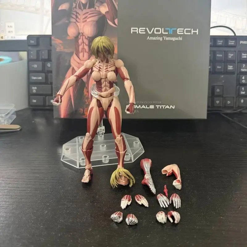 Attack On Titan Female Titan Revoltech Jointed Action Figure - Approximately 14cm Height, 195g Comics & Video Games Collectible Model, Box-Included House Decoration, Children Development Toy for 12+ Anime Enthusiasts