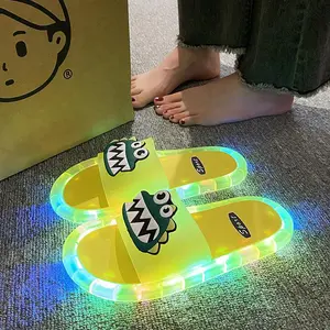 Cartoon LED Light Up Couple Slides for Women Men, , Adorable Big Eye Cute Style, Anti-Slip Thick Cushion EVA Insole, Water Resistant TPU Wrapped Lights, Perfect for Night Walks Beach Home Indoor Outdoor Party Casual Wear ,Sandal for summer