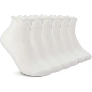 6 Pairs Women's Ruffle Socks Cute Ankle Socks Super Soft Breathable Cool Frilly Socks For Mary Jane Shoes