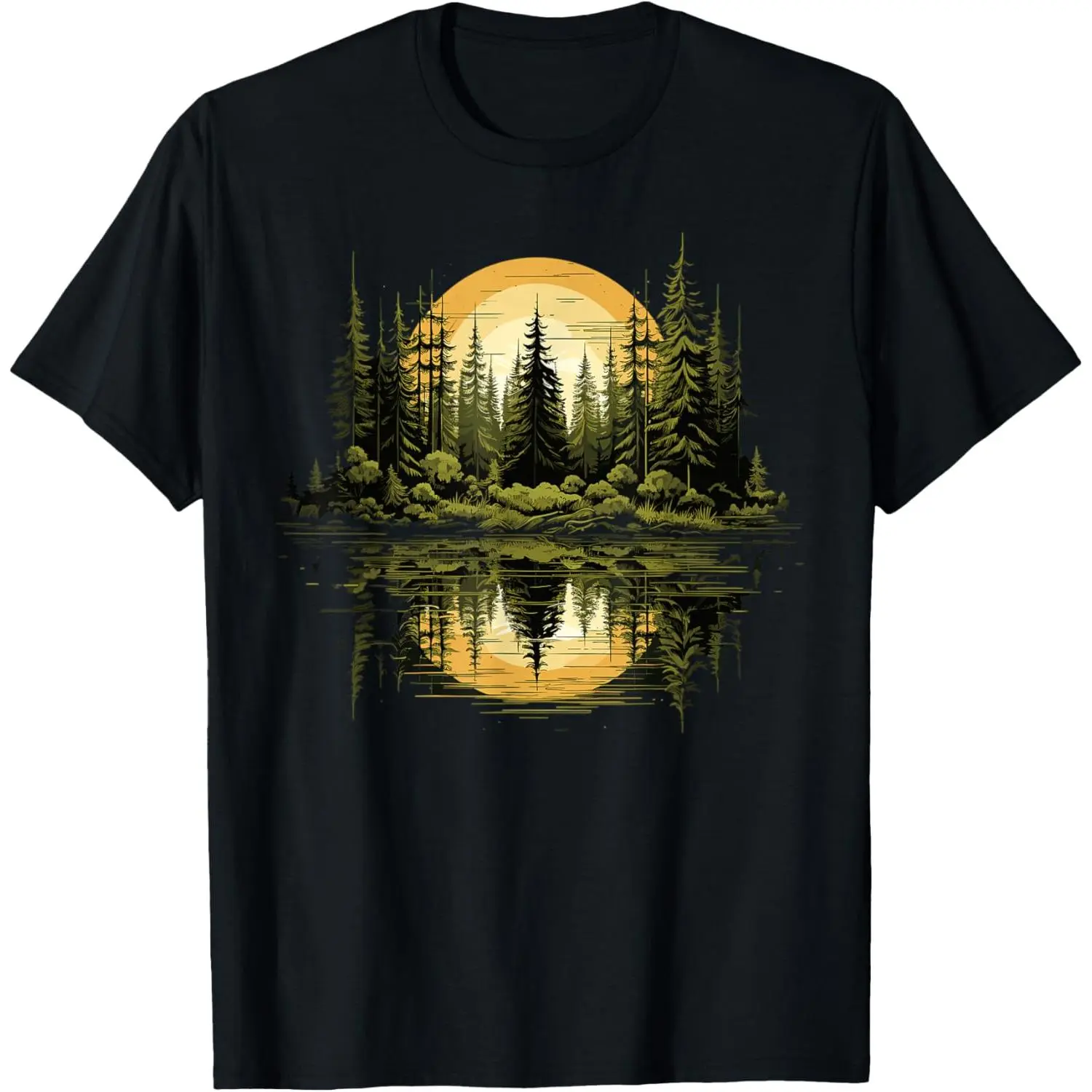 Nature Reflection Forest Trees Outdoor Wildlife T-Shirt