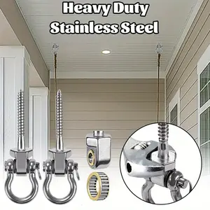 2 Pcs Heavy Duty Swing Hanger Stainless Steel Swivel Hook, Punching Bag Hammock Hanger, 180° Swivel Rust-proof Stainless Steel Silent Super Durable Hook, Hammock Hanging Kit for Hammocks, Porch Swings, Sandbags summervibes