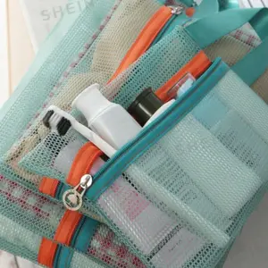 Travel Beach Bag Storage Set 4 Pieces, Handheld Outdoor Toiletries Swimming Bag, Grid Organizer, Casual Style, No Ca Prop 65