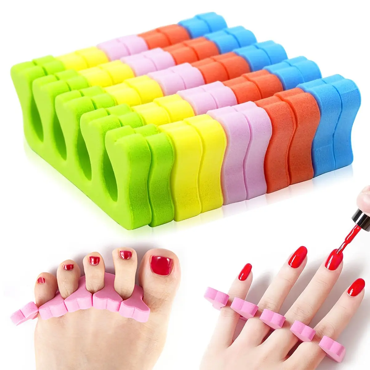 20pcs Foam Toe Separators,Toe Spacers for Women, Manicure Accessories, Pedicure Toe Separators for Separating Toenails or Nails,Easy Finger and Toenail Polish Grooming, Multicolor Soft Foams Pedicure Tools, Pedicure Care Tool