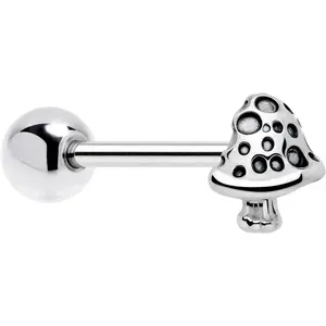 Textured Mushroom Barbell Tongue Ring