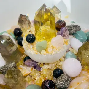 Natural Abundance Crystal Confetti and Smoky Citrine Tower Confetti • Gift idea • Abundance • Home decor • Office decor • Altar decor • Home Ornament • Bag Pendant