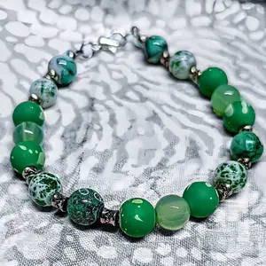 "Embrace Calm With The Green Serenity Handmade Beaded Bracelet."