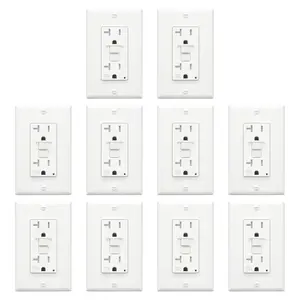 20 Amp GFCI Outlet, Tamper-Resistant Receptacle, Self-Test Electrical Outlet with LED , Indoor/Outdoor Use, Decorator Wall Plates and Screws Included, ETL Listed, White, 10 Pack