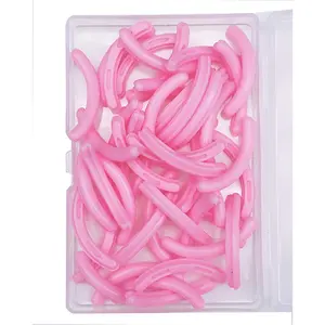80 pcs Silicone Rubber Universal Eyelash Curler Replacement Refill Pads with Clear Storage Box (Pink)