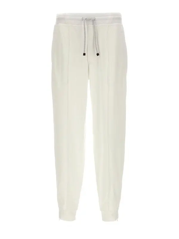 BRUNELLO CUCINELLI MEN'S OFF WHITE TAILORED TROUSERS
