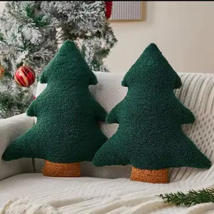 Christmas Tree Pillow Set, Soft Christmas Pillows, Cute Holiday Decorations, Home Sofa Cushions, Festive Decoration Accessories, Soft Padded Cushion