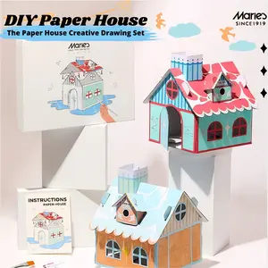 Coloring & DIY Origami Paper House Set - Color Filling Paper Model, DIY Drawing, Painting Origami Kit, with Guiding Book, Kids Art and Craft, DIY Paper Craft, Color, Draw