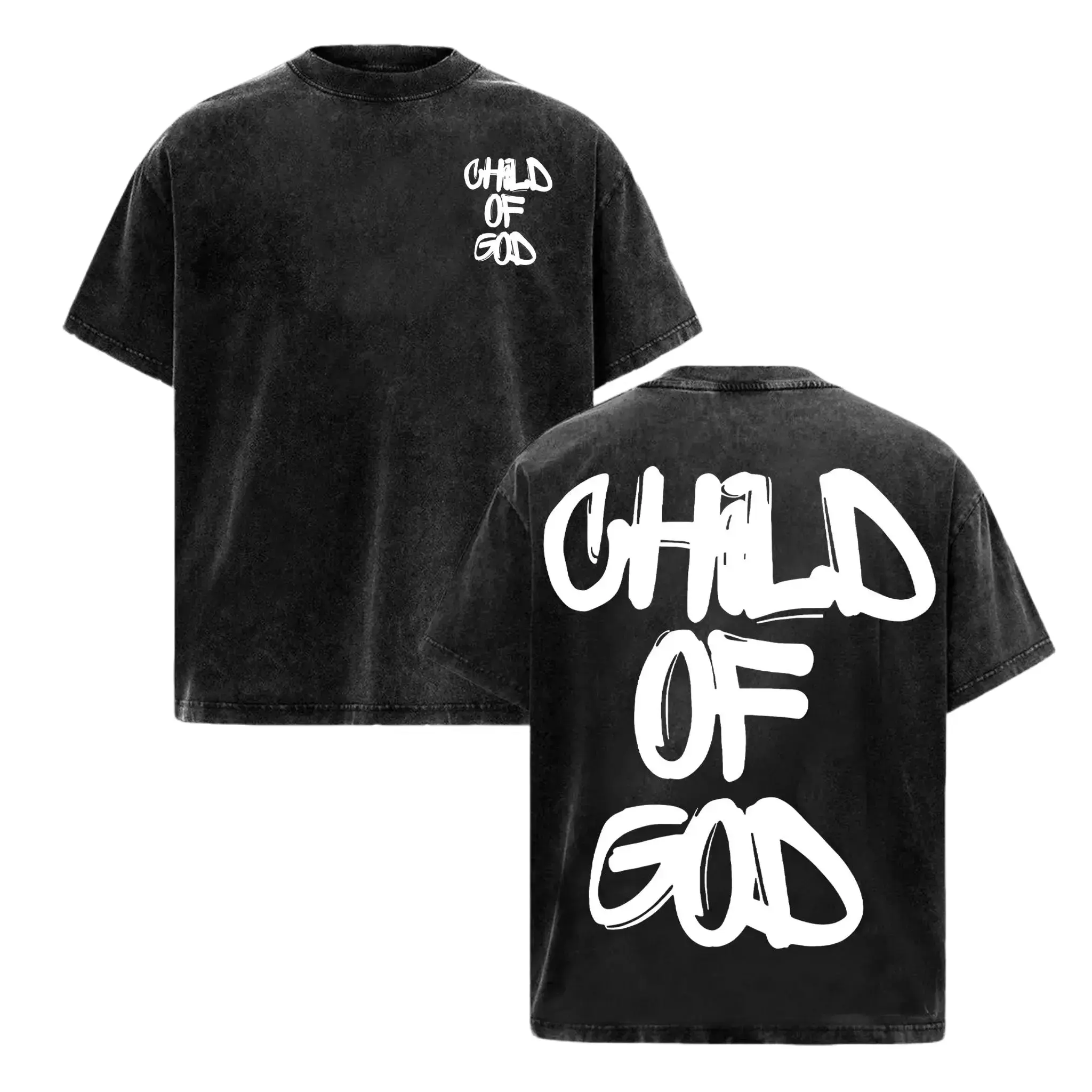 Child Of God Jesus Christian Vintage Washed Graphic Tee Oversized Y2K Gothic Streetwear Faith Based God Is King Heavyweight Shirt Back To School Outfits Menswear Mens Daily Casual Tops Retro Acid Wash Edgy Grunge Alt Clothing Drop Shoulder Emo Cotton Soft
