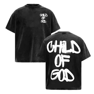 Child Of God Jesus Christian Vintage Washed Graphic Tee Oversized Y2K Gothic Streetwear Faith Based God Is King Heavyweight Shirt Back To School Outfits Menswear Mens Daily Casual Tops Retro Acid Wash Edgy Grunge Alt Clothing Drop Shoulder Emo