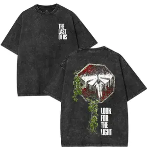 valentine shirts The Last of Us Inspirational graphic tee Washed T-Shirt Crewneck Menswear Streetwear Tshirt Cotton men gifts Vintage Round Neck Oversized Fabric Top