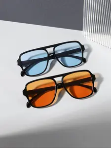 Unisex Vintage Double Beam Aviator Sunglasses, Trendy Casual Sunglasses for Everyday Use, Fashion Accessories for Outdoor Activities, Stylish Glasses, Sunglasses Set