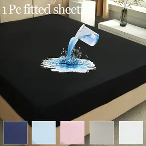 Pure Color Waterproof Bed Sheet Cover, Soft Bedding Sheet, Deep Pocket Design, Strong Water-Proof and Stain Resistant, Extreme Breathable and Dry Comfort
