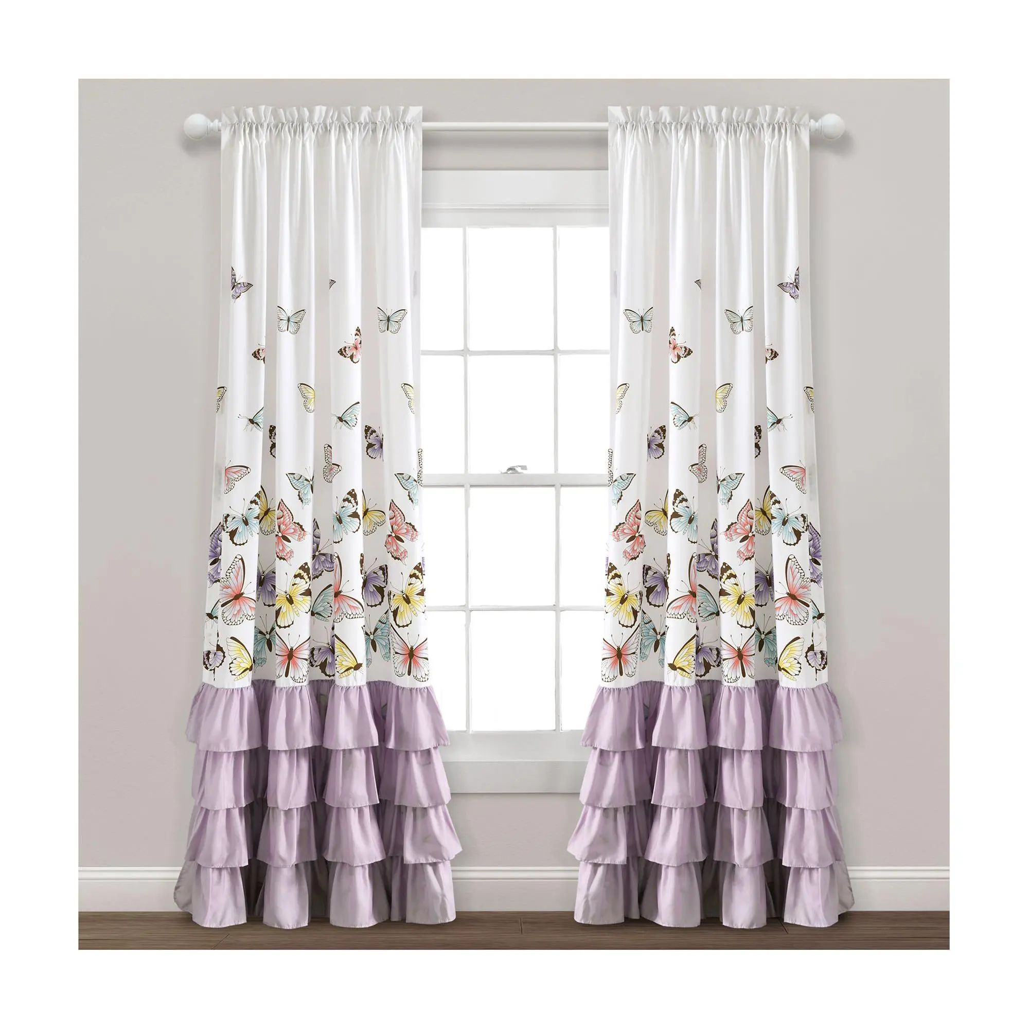 Lush Decor Flutter Butterfly Window Curtain Panls Set
