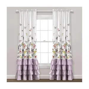 Lush Decor Flutter Butterfly Window Curtain Panls Set