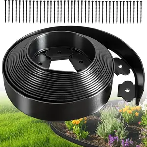 Landscape Edging, Garden Edging 2" Tall x 40' with 40 Stakes, Plastic Edging for Landscaping Border - Easy Install & Cut, Flexible for Flower Beds, Lawn, Yard, Paver