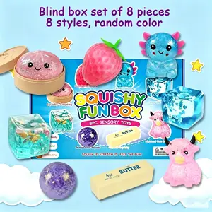 8-Piece Set Squishy Box, Blind Box Malt Sugar Stress Relief Fidget Toys, Sensory Bundle, Creative Slow-Return Squishy, Party Gift, 8 Different Styles