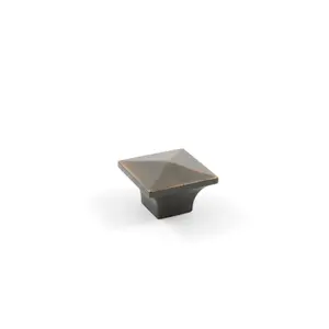 Residential Essentials  Square Cabinet Knob- Venetian Bronze, Zinc, Square Shape, Rustic Look