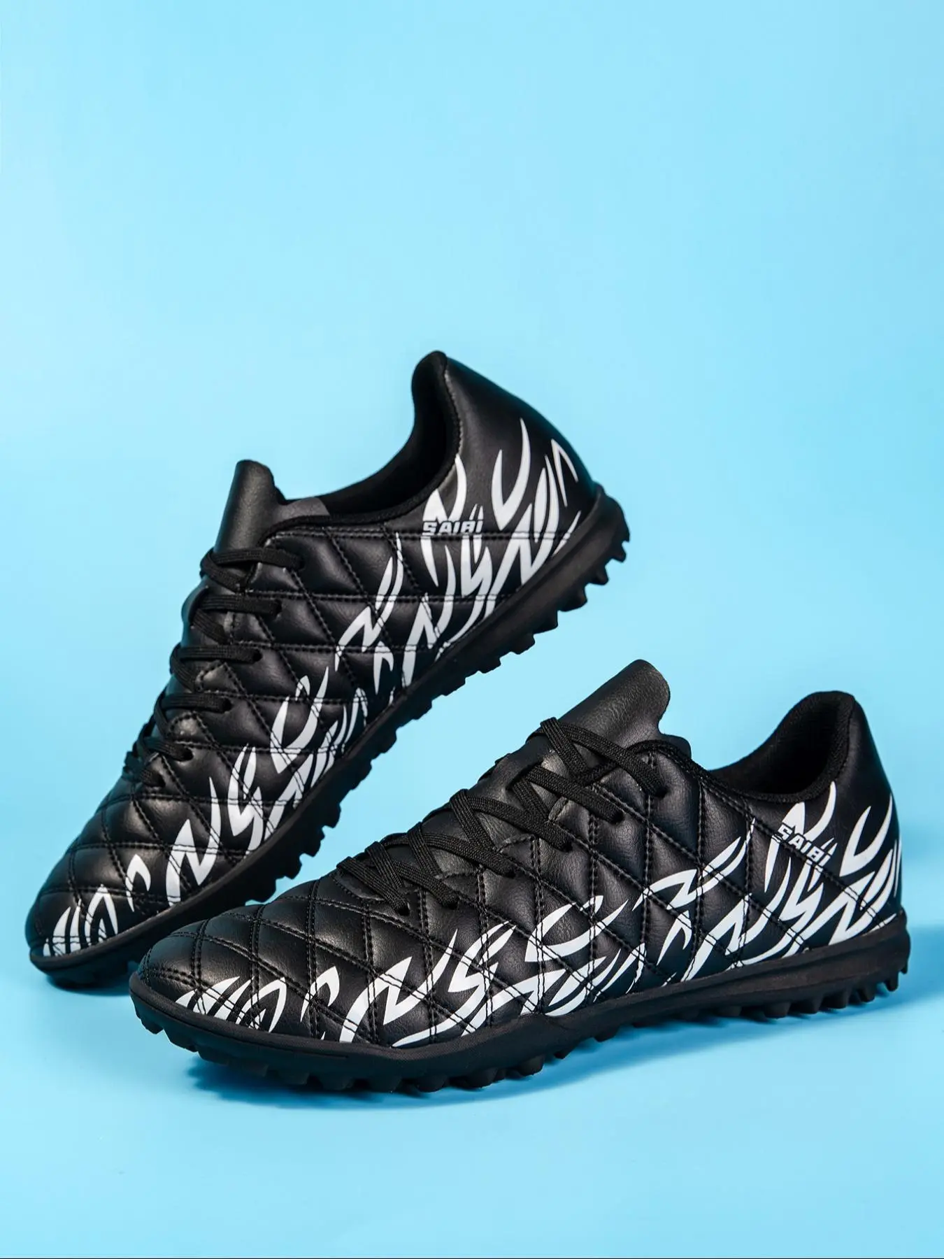Men's Graphic Print PU Football Shoes, Breathable Comfortable Non-slip Soccer Shoes, Soccer Cleats, Professional Training Shoes for Men, Football Boots
