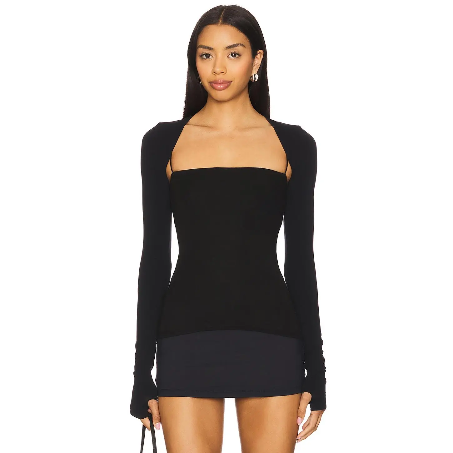 Commando Ballet Body Shrug With Thumbholes in Black
