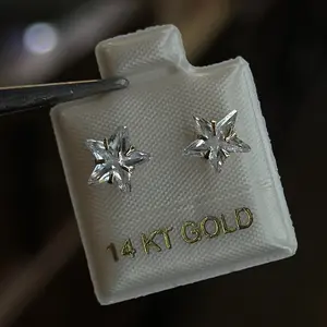 14k Star cz Push Back Earrings