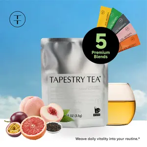 Tapestry Tea - Cold Extracted Tea Crystals Daily Ritual Tea Starter Kit | Hot & Cold | 5 - Sticks Pure & Fruity Mix