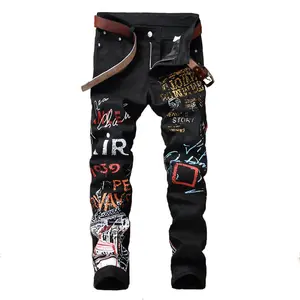 Slim Fit Stretch Jeans with Graffiti PrintMenswear Classicfor Men