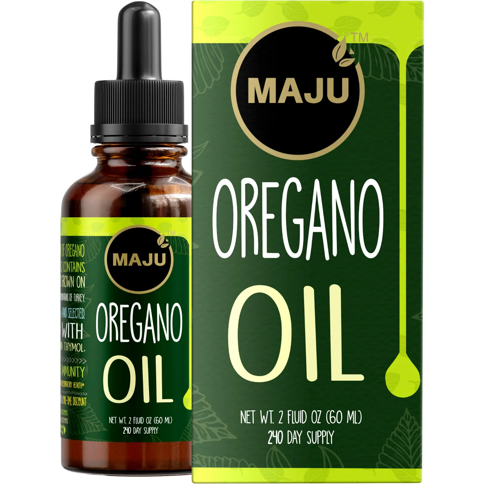 MAJU CV90 Oil of Oregano (2oz) - Edible Wellness Supplement, High Carvacrol, Blended with Olive Oil, Vitamins and Minerals for Digestion, Immune and Seasonal Suppport Dietary
