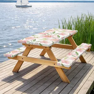 3pcs Picnic Table Spring Floral Picnic Table Cover | Outdoor Patio Tablecloth