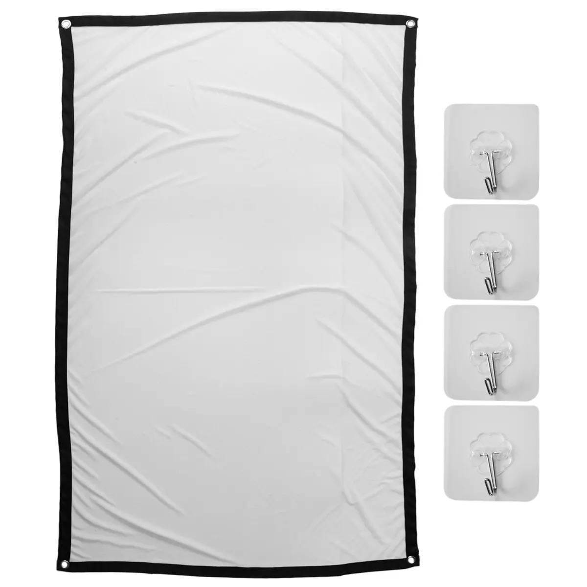 60-Inch Portable HD Anti-Crease Foldable White Projector Screen with Mount, Projector Screen for Wall, for Home Theater, Outdoor Use