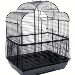 Universal Bird Cage Cover 360 Degrees, Elastic Mesh Net, Soft Seed Guard, Easy Cleaning, Airy Mesh Parrot Cage Accessory