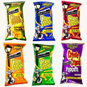 Elmer's Chee Wees Cheese Curls Variety Pack - BBQ, Jalapeno, Original, Hot N Spicy, Green Onion, Creole Crunch Popcorn - 6pk