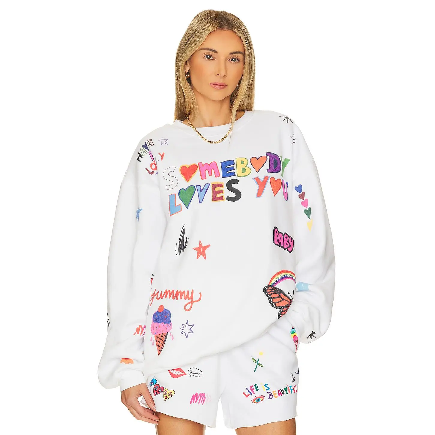 The Mayfair Group Somebody Loves You Crewneck in White