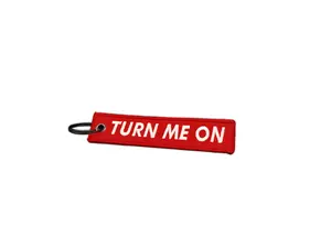 Turn Me On Jet Tag Keychain | JDM Meme Funny Racing Muscle Drift Car Truck Key Motorcycle Bike Fabric