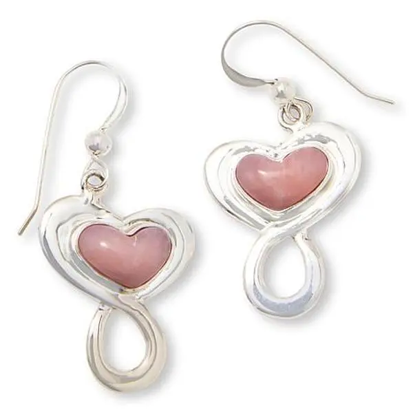 Mine Finds by Jay King Peruvian Pink Opal Sterling Silver Heart Drop Earrings